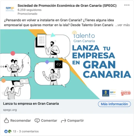 Ejemplo publicación en Facebook de SPEG de Klawter